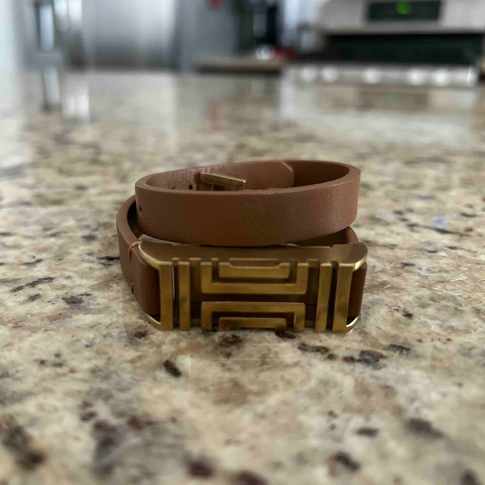 Tory Burch Brown and Gold double wrap fit bit Bracelet